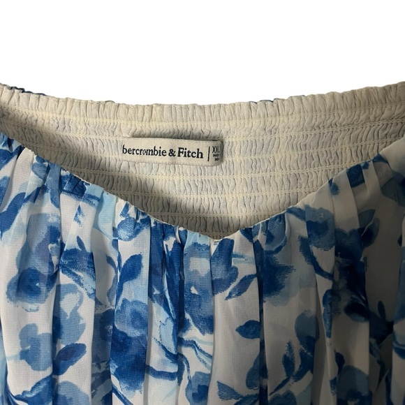 Abercrombie & Fitch Ruched Ruffle Puff Sleeve Mini Dress Milkmaid XXL - Picture 4 of 5